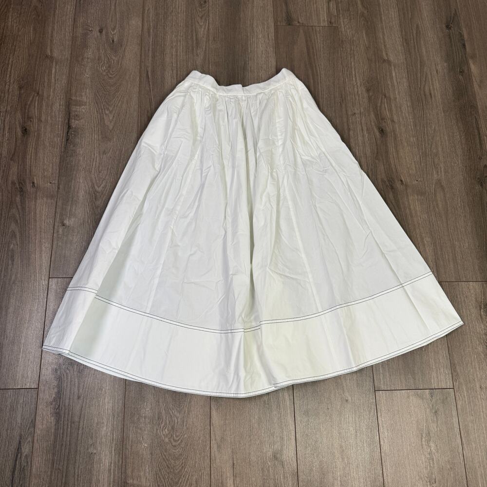 J. CREW contrast stitch midi skirt cotton poplin - size 4 - Picture 4 of 8